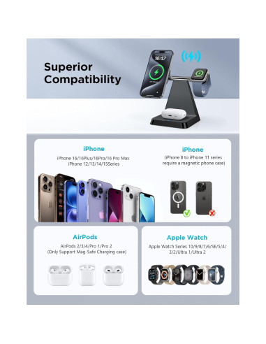 Estación de Carga 3 en 1 Woruda para iPhone y Apple Watch