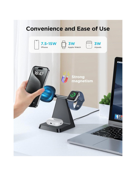 Estación de Carga 3 en 1 Woruda para iPhone y Apple Watch