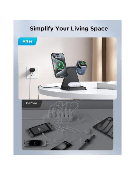 Estación de Carga 3 en 1 Woruda para iPhone y Apple Watch