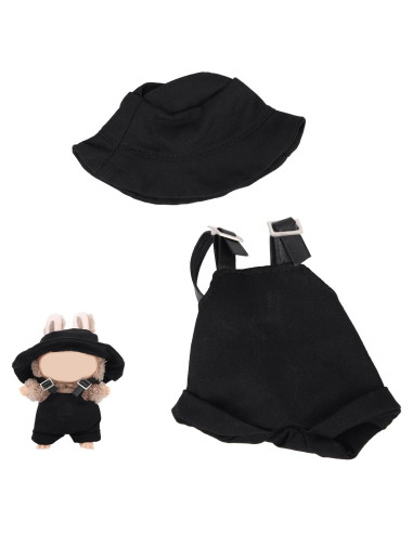 Conjunto de Ropa para Muñeca BOXOB - Overoles Negros y Sombrero