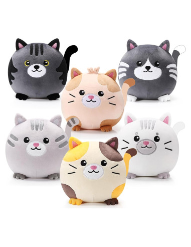 Lenwen 6 Pcs Juguetes de Peluche Gato 20 cm Suave para Niños