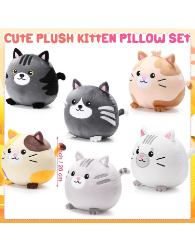 Lenwen 6 Pcs Juguetes de Peluche Gato 20 cm Suave para Niños