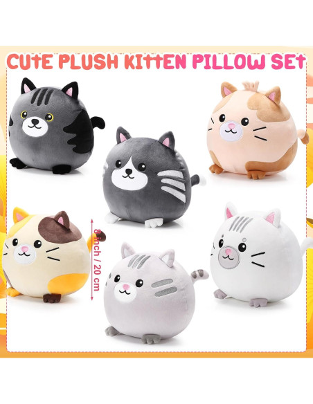 Lenwen 6 Pcs Juguetes de Peluche Gato 20 cm Suave para Niños