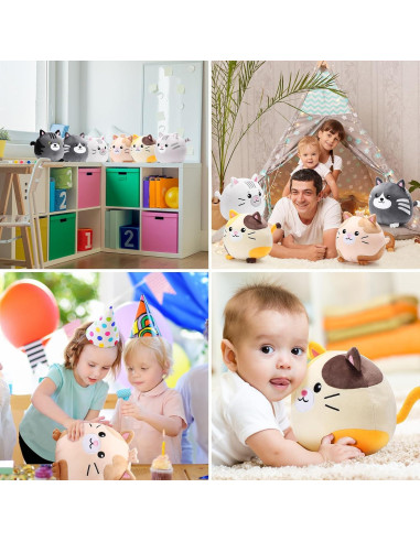 Lenwen 6 Pcs Juguetes de Peluche Gato 20 cm Suave para Niños