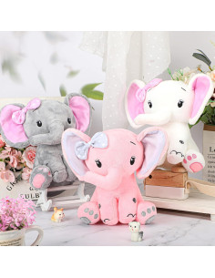 6 Animales de Peluche Elefante HyDren 20 cm Suaves y Lindos 2