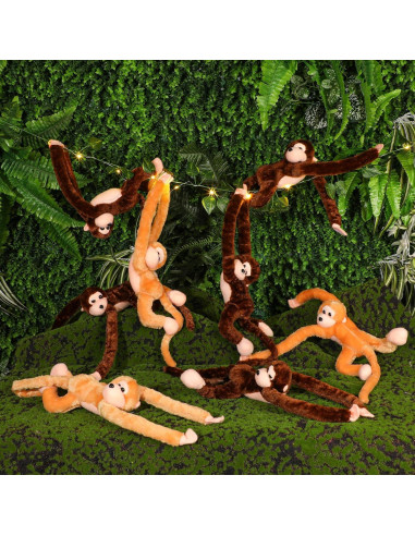 12 Monos de Peluche Colgantes 50 cm con Luces LED y Hiedra