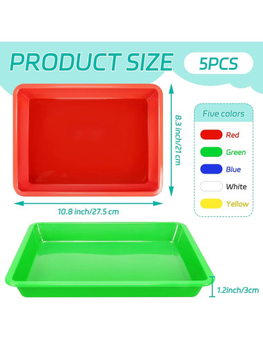 Paquete de 5 bandejas de arte WEOXPR multicolor 27.5x21 cm
