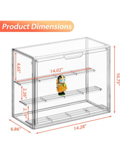 Caja de Exhibición Acrílica Transparente Henyol Grande 3 Niveles 2