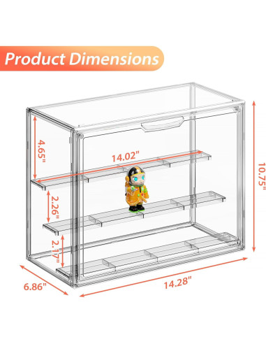 Caja de Exhibición Acrílica Transparente Henyol Grande 3 Niveles