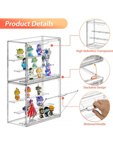 Caja de Exhibición Acrílica Transparente Henyol Grande 3 Niveles