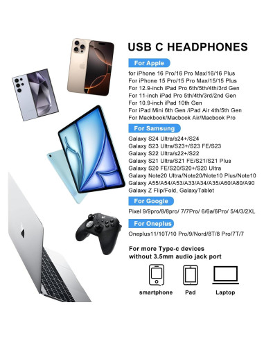 Auriculares USB C Yatloml TC-680 con Micrófono y Control