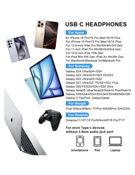 Auriculares USB C Yatloml TC-680 con Micrófono y Control