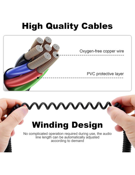 Cable de audio 3.5mm Hizsoaor para HyperX y Logitech 1.3m a 2.5m