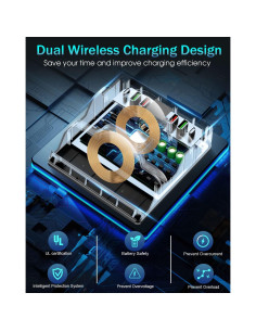 Estación de Carga Inalámbrica TOPOINT 8 en 1 15W USB 2