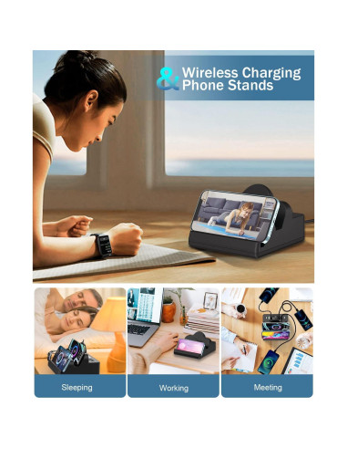 Estación de Carga Inalámbrica TOPOINT 8 en 1 15W USB