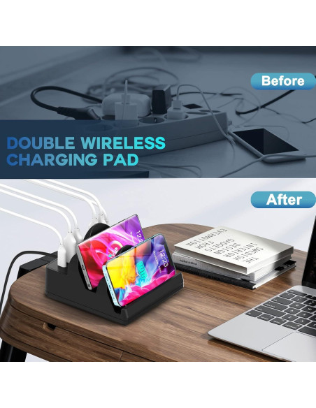 Estación de Carga Inalámbrica TOPOINT 8 en 1 15W USB