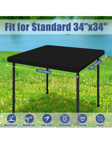 Mantel Cuadrado Elástico Moosfor 86.36 cm Negro Impermeable