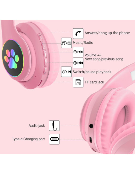 Auriculares Inalámbricos Auvstar STN 28pro para Niños Rosa