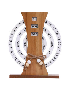 Calendario Perpetuo de Escritorio Aovdy - Madera Natural 16.5x20.5cm