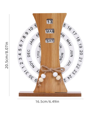 Calendario Perpetuo de Escritorio Aovdy - Madera Natural 16.5x20.5cm