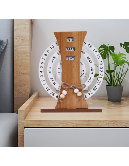 Calendario Perpetuo de Escritorio Aovdy - Madera Natural 16.5x20.5cm