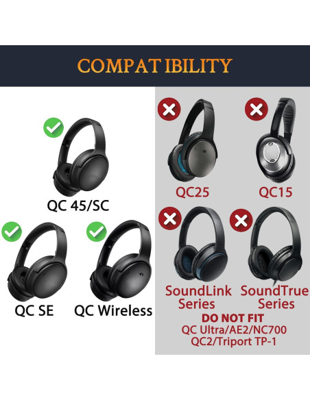 Almohadillas de Gel Refrigerante SOULWIT para Bose QC45 y SE - Negro