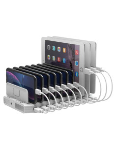 Estación de Carga Unitek 10 Puertos QC 3.0 Organizador Blanco