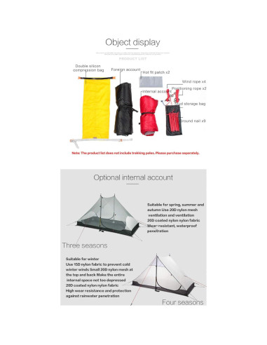 Tienda de Camping 3F UL GEAR Lanshan 2 Personas Ultraligera