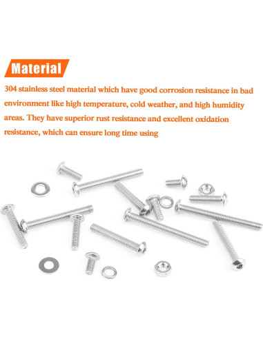 Kit 540 Piezas Tornillos M3 Acero Inoxidable 304 Cabeza Botón