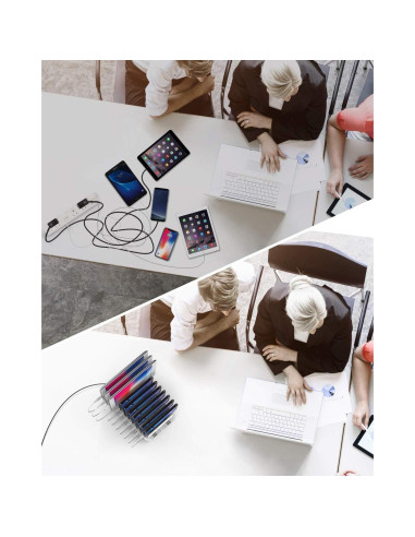 Estación de Carga Unitek 10 Puertos QC 3.0 Organizador Blanco