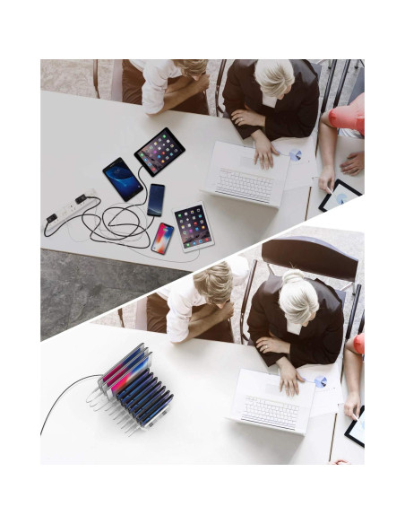 Estación de Carga Unitek 10 Puertos QC 3.0 Organizador Blanco