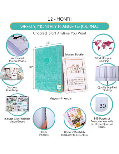 Planificador de Metas Sin Fecha Freedom Mastery B5 Turquesa