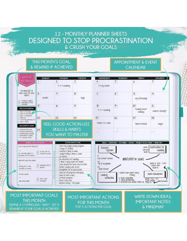 Planificador de Metas Sin Fecha Freedom Mastery B5 Turquesa