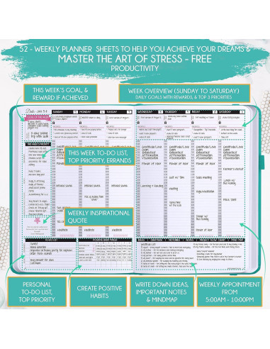 Planificador de Metas Sin Fecha Freedom Mastery B5 Turquesa