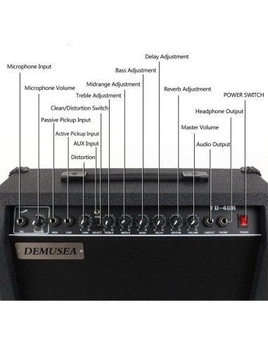 Amplificador de guitarra eléctrica 40W negro con altavoz 16.5cm