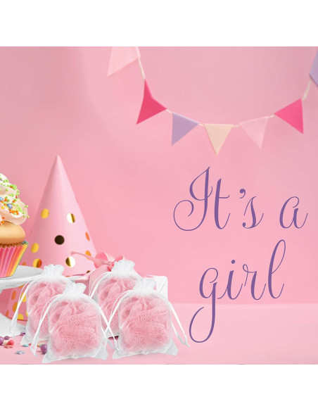 24 Recuerdos Baby Shower Funnymoom con Esponjas Loofah Rosas