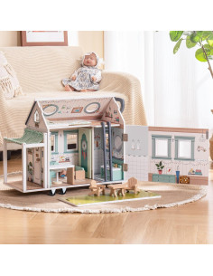 Casa de Muñecas de Madera ROBOTIME con Ruedas y Accesorios 2
