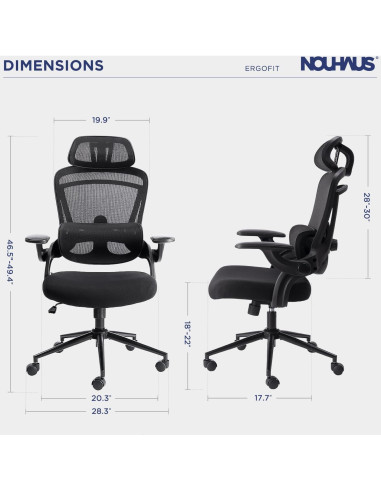 Silla de Oficina Ergonómica Nouhaus N20 Negra con Soporte Lumbar