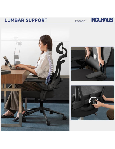 Silla de Oficina Ergonómica Nouhaus N20 Negra con Soporte Lumbar