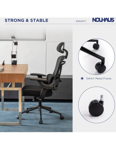Silla de Oficina Ergonómica Nouhaus N20 Negra con Soporte Lumbar