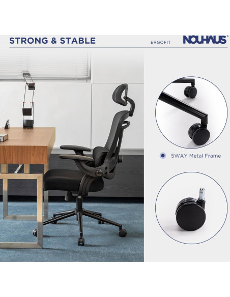 Silla de Oficina Ergonómica Nouhaus N20 Negra con Soporte Lumbar