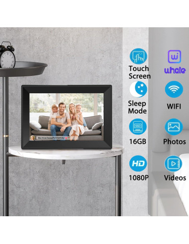 Marco de fotos digital Uhale 10.1" HD WiFi 16GB táctil