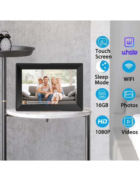 Marco de fotos digital Uhale 10.1" HD WiFi 16GB táctil