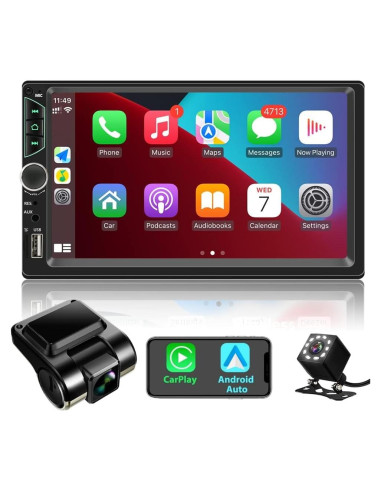 Estéreo de Coche Double Din Leadfan 7" Bluetooth Carplay