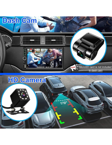 Estéreo de Coche Double Din Leadfan 7" Bluetooth Carplay