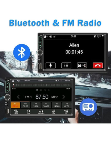 Estéreo de Coche Double Din Leadfan 7" Bluetooth Carplay