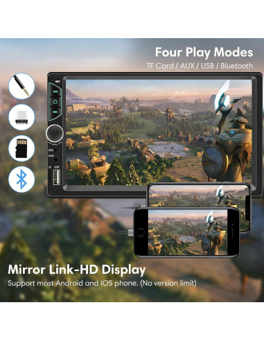 Estéreo de Coche Double Din Leadfan 7" Bluetooth Carplay