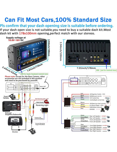 Estéreo de Coche Double Din Leadfan 7" Bluetooth Carplay