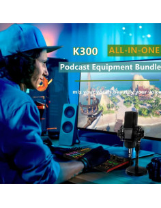 Conjunto K300 de Tarjeta de Sonido y Micrófono para Podcast 2