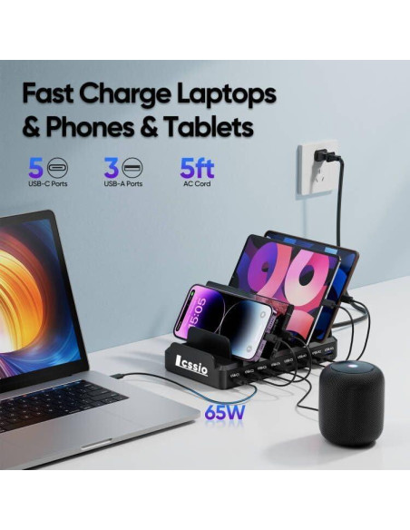 Estación de Carga USB-C 300W 8 Puertos para Dispositivos Estación de Carga USB-C 300W 8 Puertos para Dispositivos